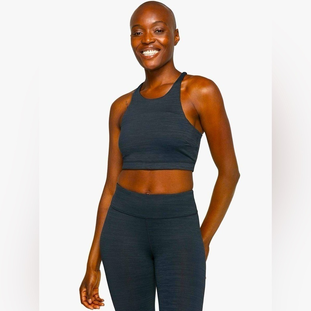 Outdoor Voices Move Free Crop Top Charcoal Grey Longline Sports Bra